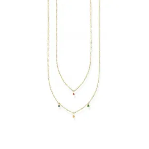 Yellow Gold Double Layer Multicolour Stone Necklace 45cm KE2078-488-7-L45v