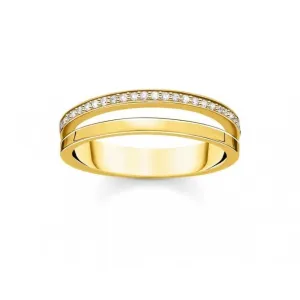 Yellow Gold Zirconia Pave Double Ring TR2316-414-14