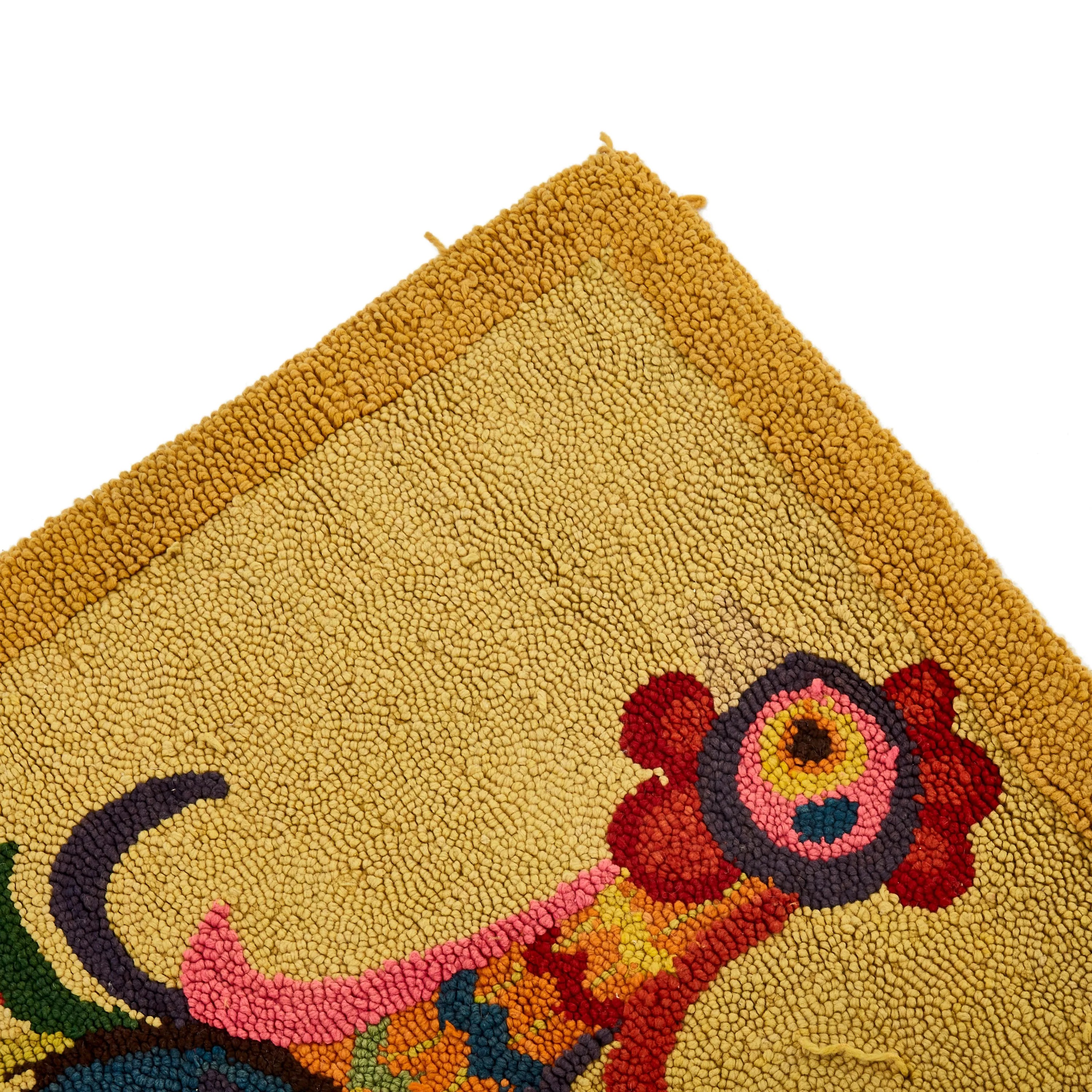 Yellow Multi-Colored Rooster Rug