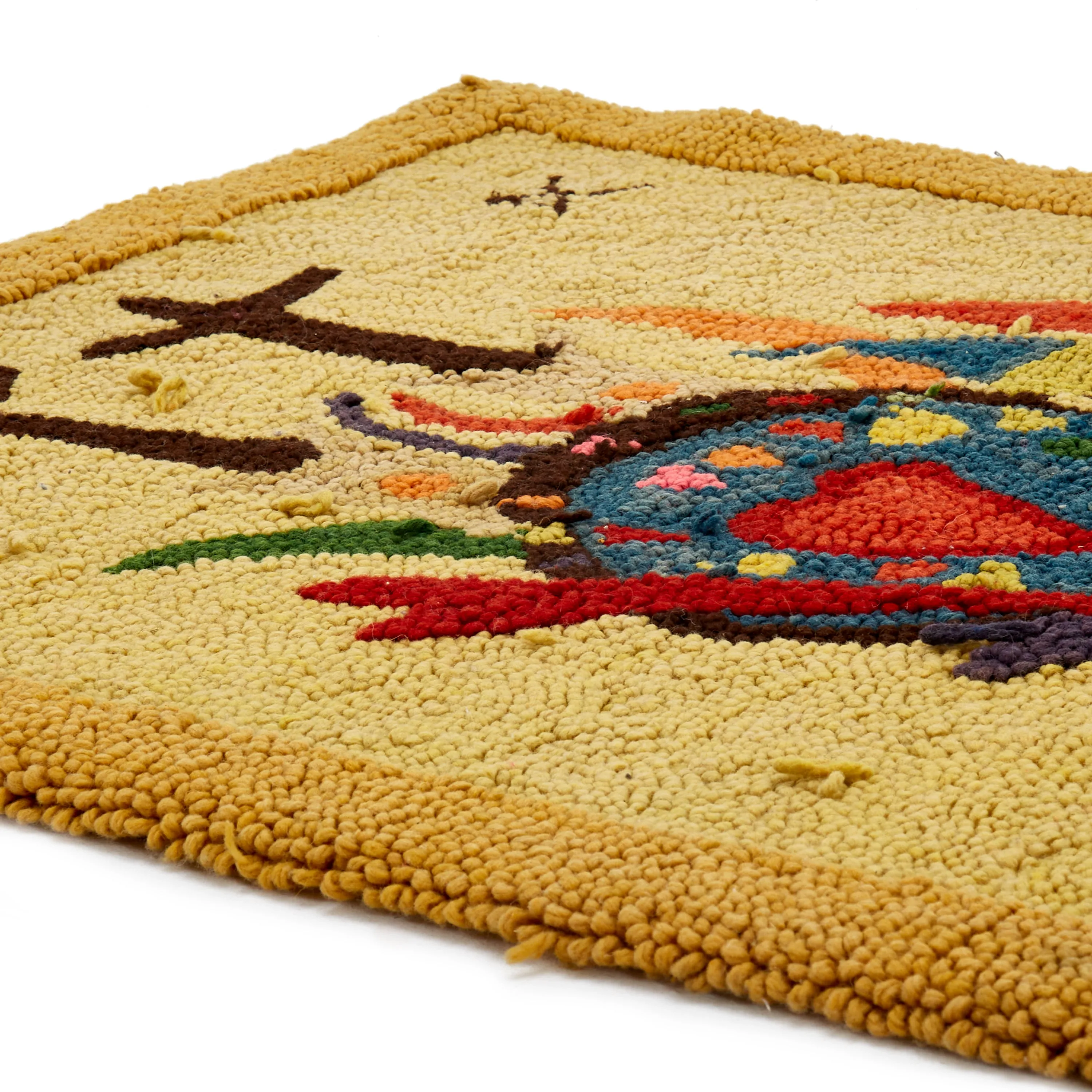 Yellow Multi-Colored Rooster Rug