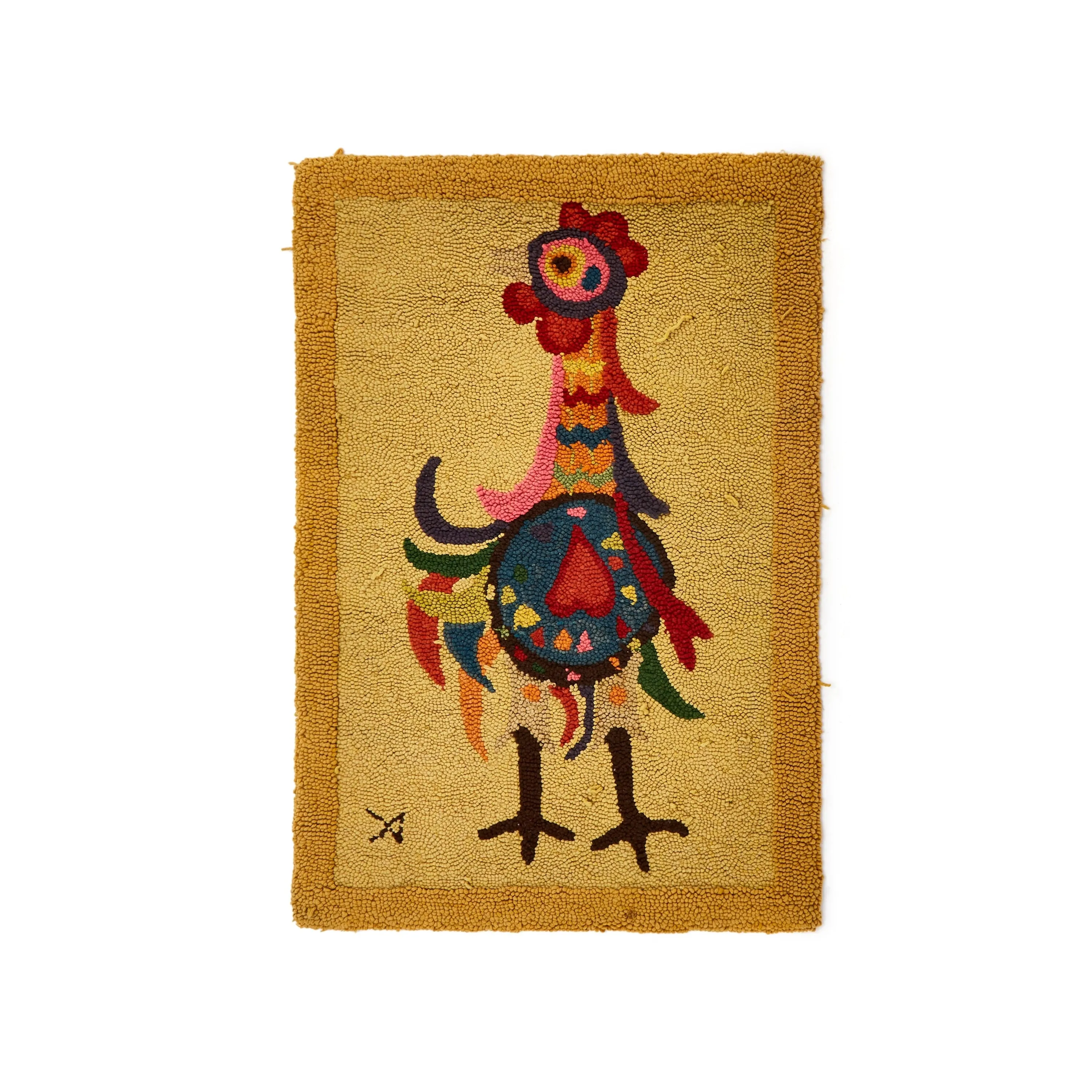 Yellow Multi-Colored Rooster Rug